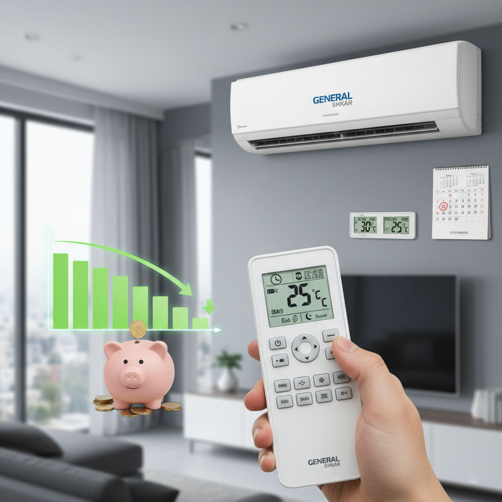 مدیریت مصرف انرژی با تنظیمات ریموت کولر گازی جنرال شکار